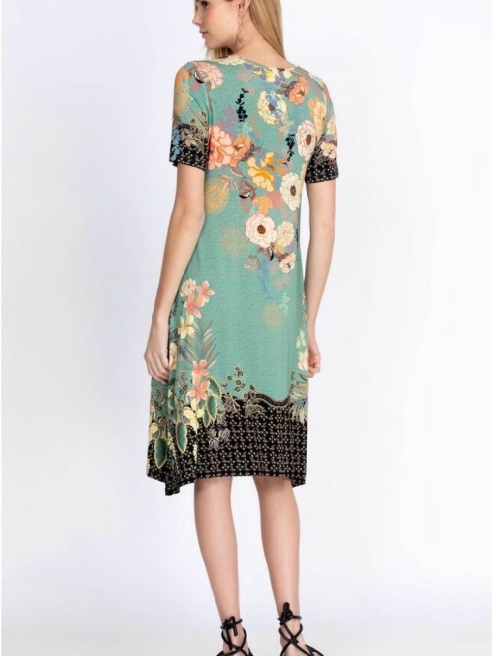Johnny Was Millay Swing Dress Bamboo Mint Floral size M - Picture 2 of 6